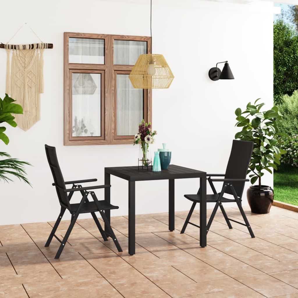 vidaXL 3 Piece Garden Dining Set Black