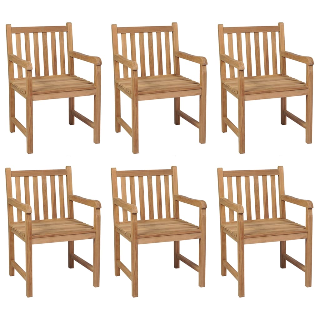 vidaXL Garden Chairs 6 pcs with Cream White Cushions Solid Teak Wood