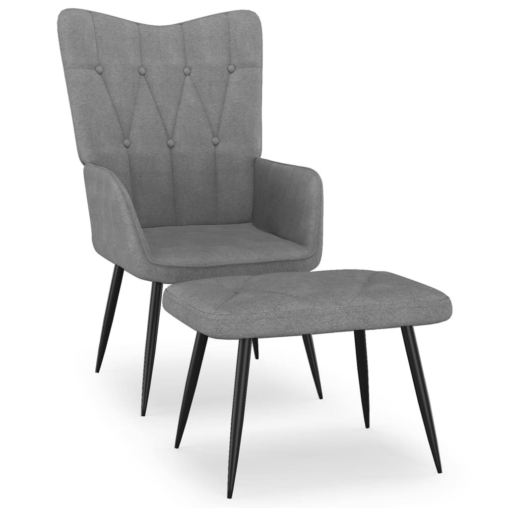 vidaXL Relaxing Chair with a Stool Dark Grey Fabric