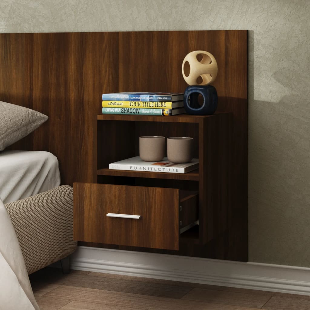 vidaXL Wall-mounted Bedside Cabinet Brown Oak