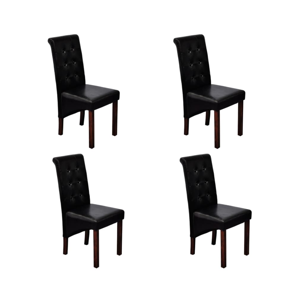 vidaXL Dining Chairs 4 pcs Black Faux Leather