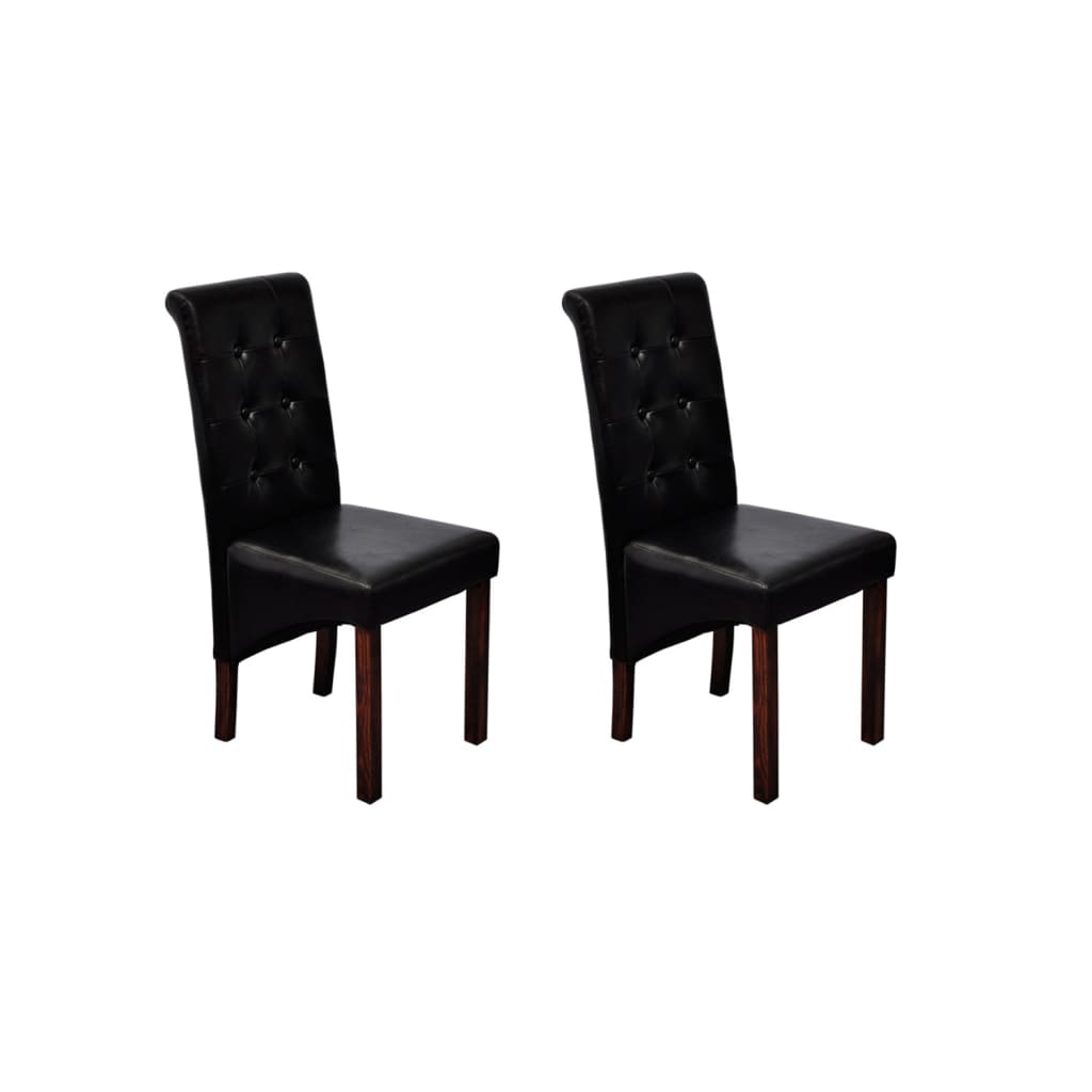 vidaXL Dining Chairs 2 pcs Black Faux Leather