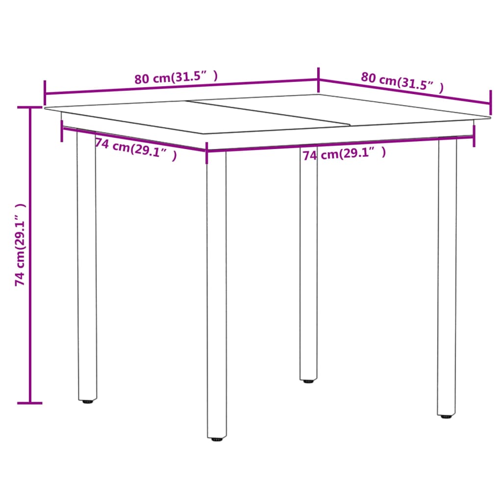 vidaXL 3 Piece Garden Dining Set Black