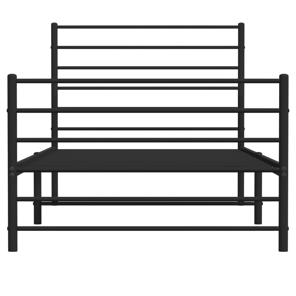 vidaXL Metal Bed Frame without Mattress with Footboard Black 90x190 cm Single