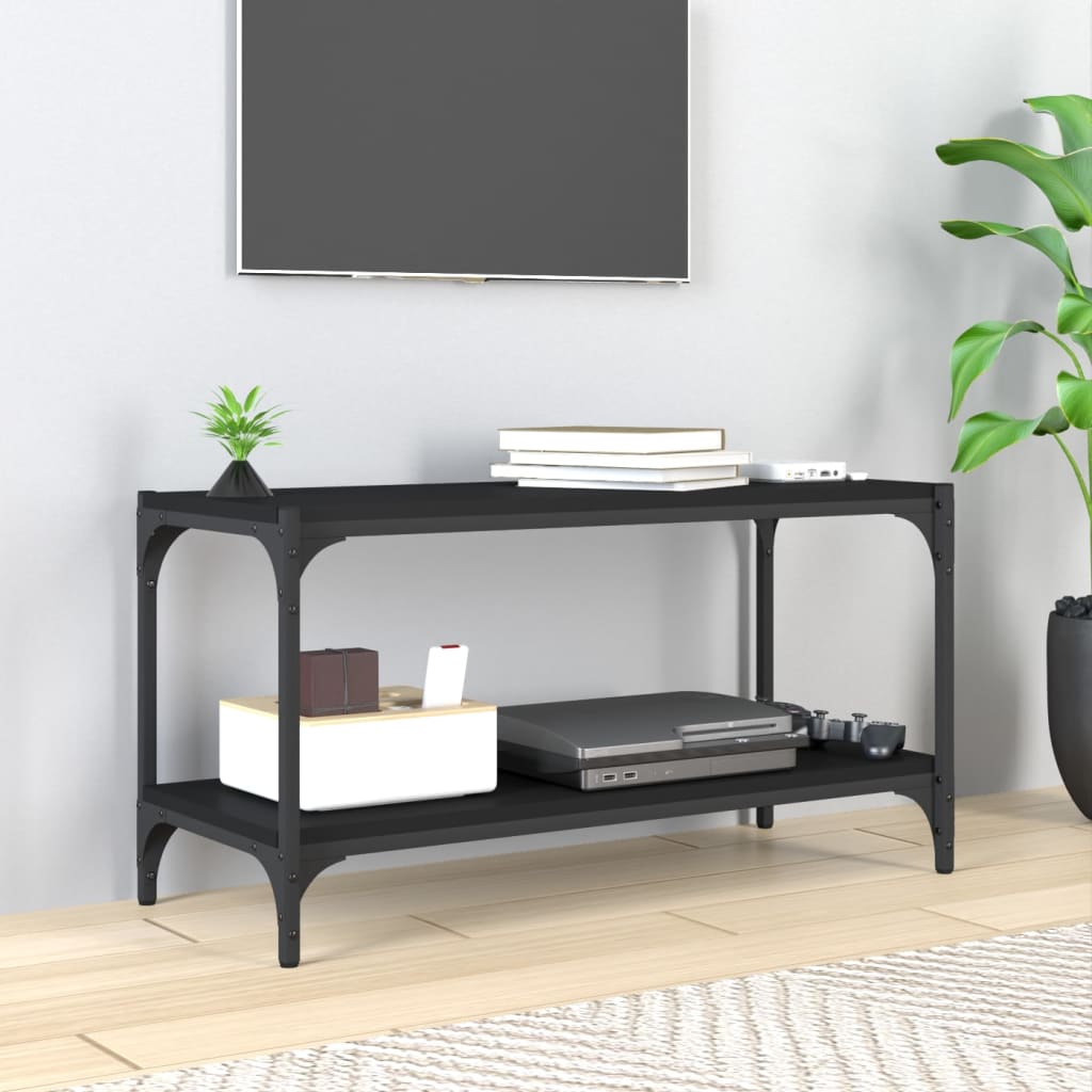 vidaXL TV Cabinet Black 80x33x41 cm Engineered Wood and Steel