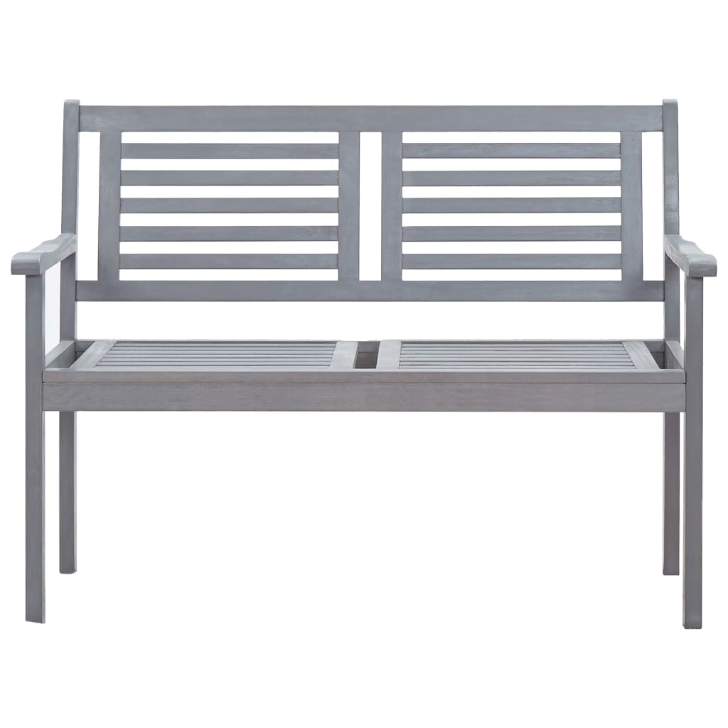 vidaXL 2-Seater Garden Bench with Cushion 120 cm Grey Eucalyptus Wood