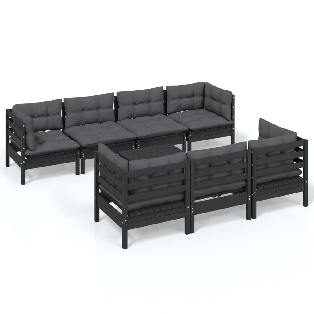 vidaXL 8 Piece Garden Lounge Set with Cushions Solid Pinewood