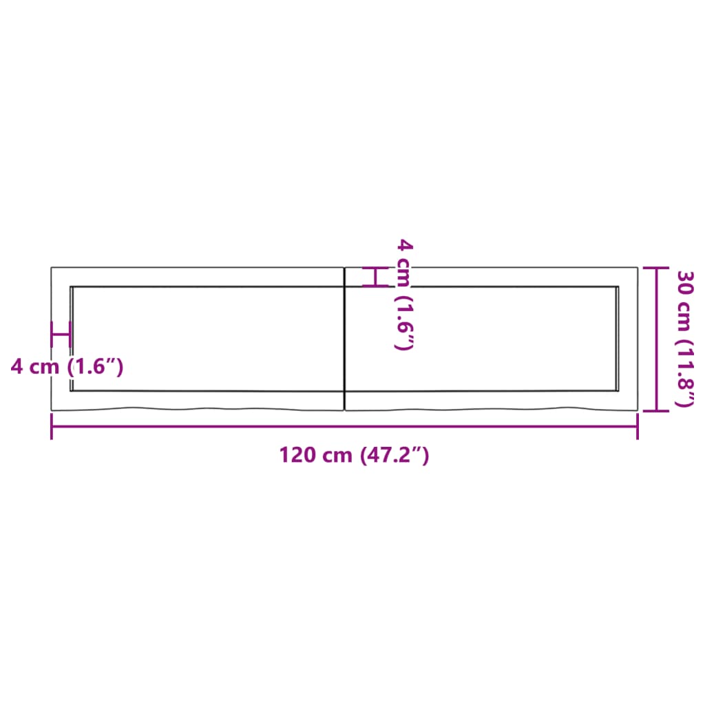 vidaXL Wall Shelf Light Brown 120x30x(2-4) cm Treated Solid Wood Oak