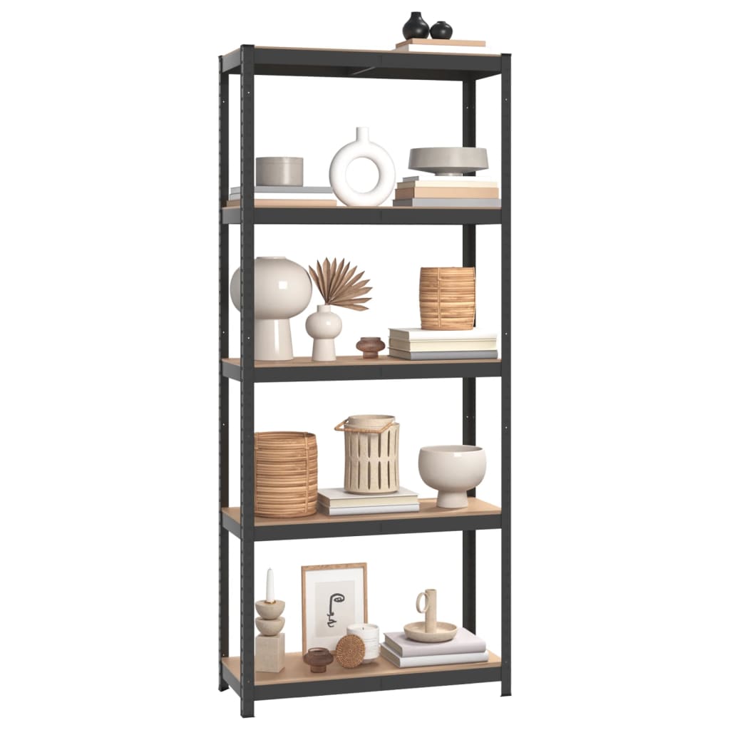 vidaXL 5-Layer Shelves 4 pcs Anthracite Steel&Engineered Wood