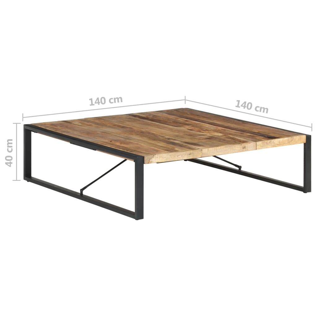 vidaXL Coffee Table 140x140x40 cm Rough Mango Wood