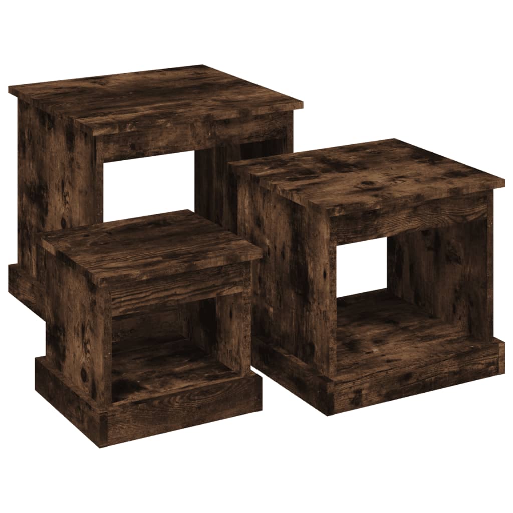 vidaXL Coffee Tables 3 pcs Smoked Oak Engineered Wood