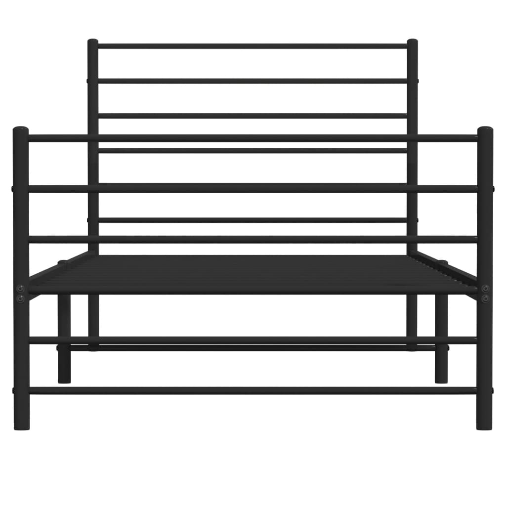 vidaXL Metal Bed Frame without Mattress with Footboard Black 107x203 cm