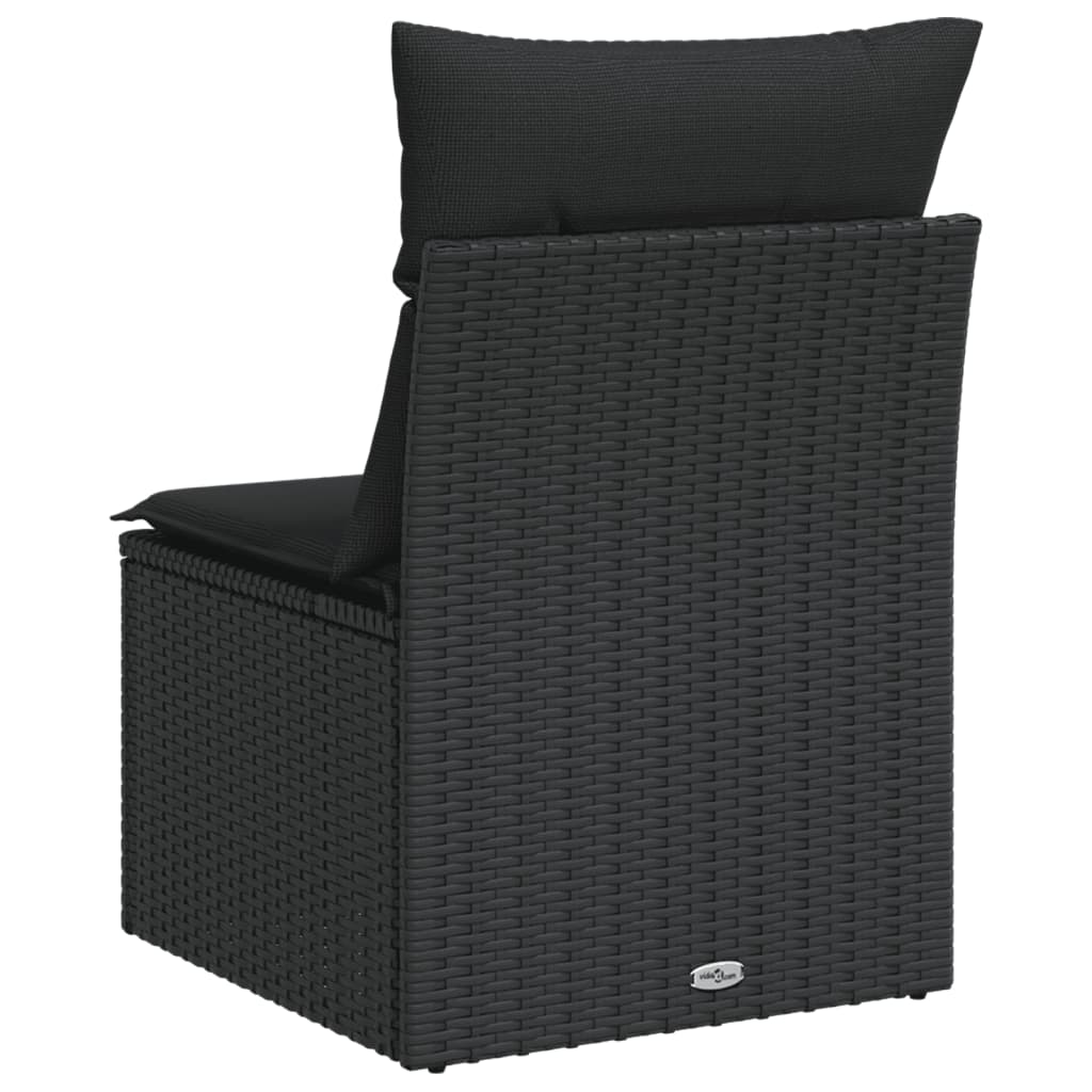 vidaXL Garden Chair Armless with Cushions Black Poly Rattan