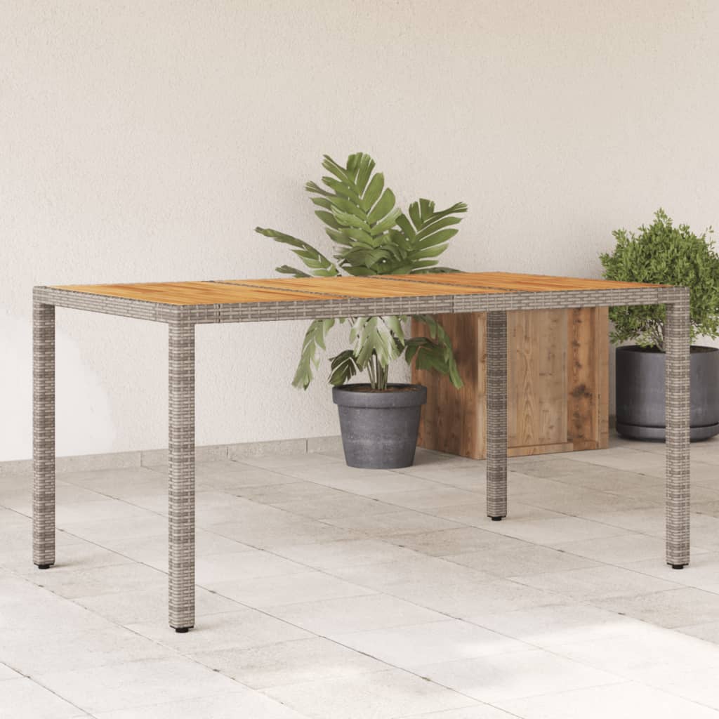 vidaXL Garden Table 150x90x75 cm Acacia Wood and Poly Rattan Grey