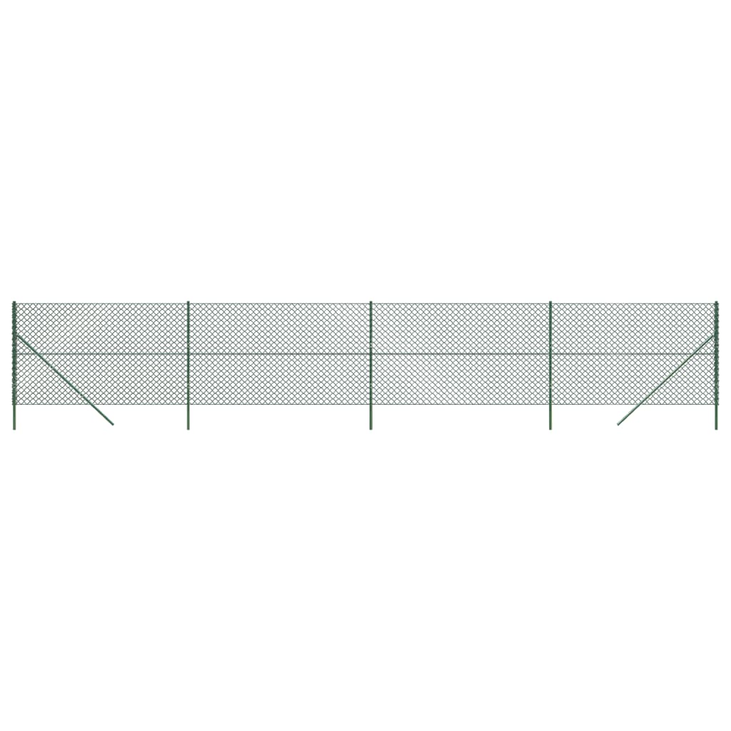 vidaXL Chain Link Fence Green 1.6x10 m