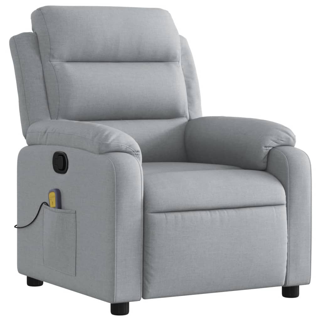 vidaXL Massage Recliner Chair Light Grey Fabric