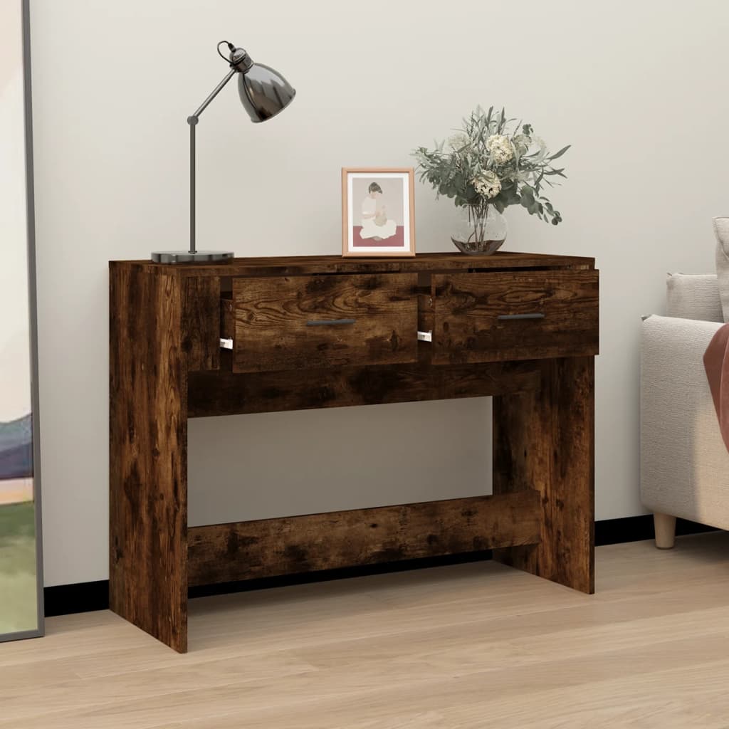 vidaXL Console Table Smoked Oak 100x39x75 cm Engineered Wood