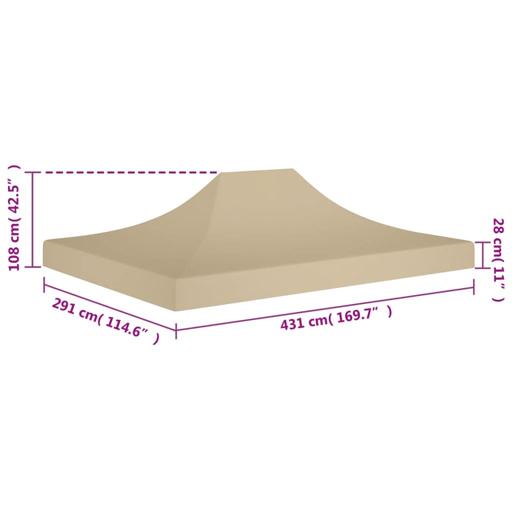 vidaXL Party Tent Roof 4.5x3 m Beige 270 g/m²