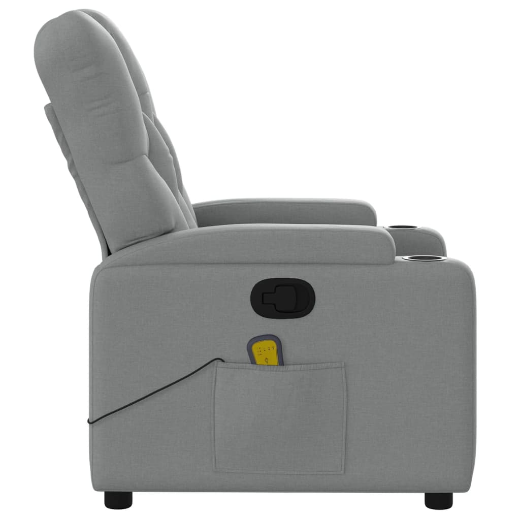 vidaXL Massage Recliner Chair Light Grey Fabric