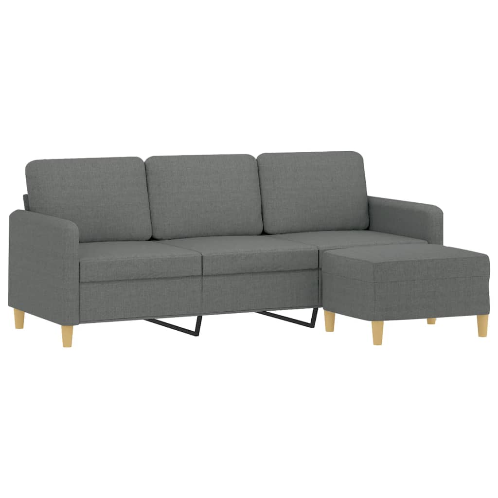 vidaXL 3-Seater Sofa with Footstool Dark Grey 180 cm Fabric