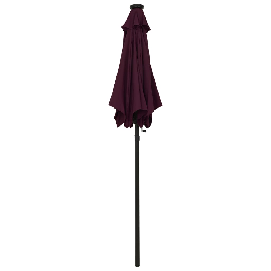 vidaXL Garden Parasol with LED Lights Bordeaux Red 200x211 cm Aluminium