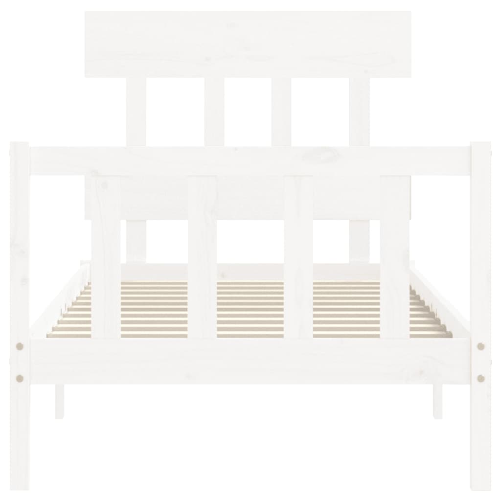 vidaXL Bed Frame without Mattress White Single Solid Wood Pine