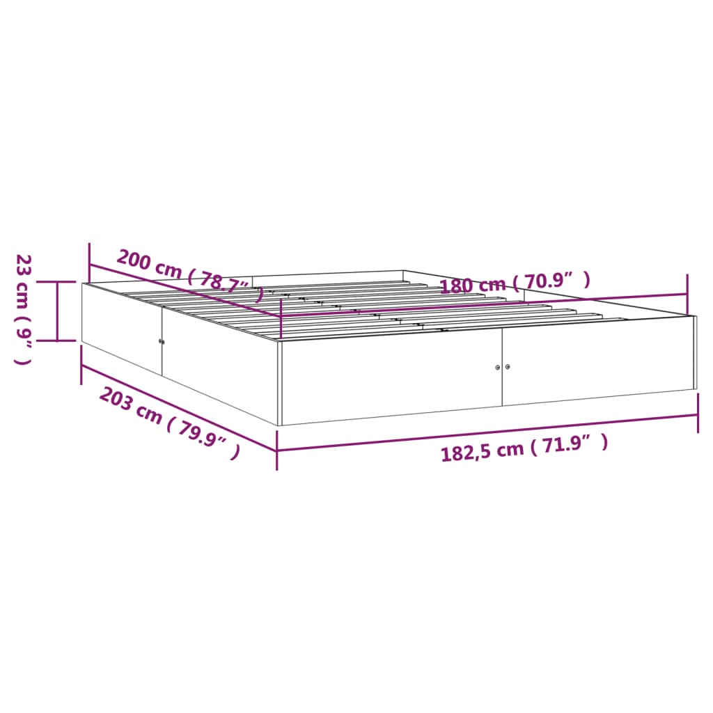 vidaXL Bed Frame without Mattress Solid Wood 180x200 cm Super King Size