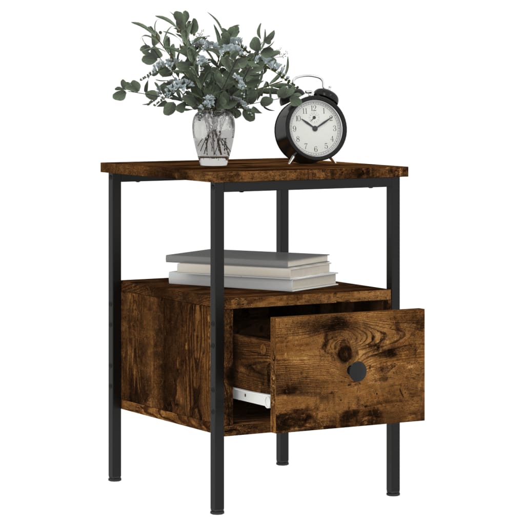 vidaXL Bedside Cabinets 2 pcs Smoked Oak 34x36x50 cm Engineered Wood