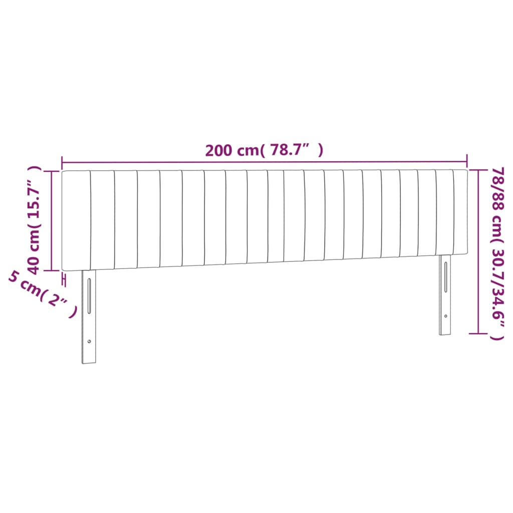 vidaXL LED Headboard Dark Grey 200 cm Fabric