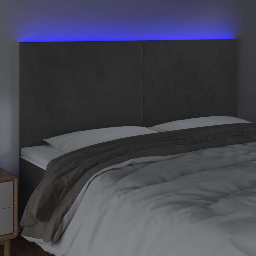 vidaXL LED Headboard Dark Grey 200 cm Velvet