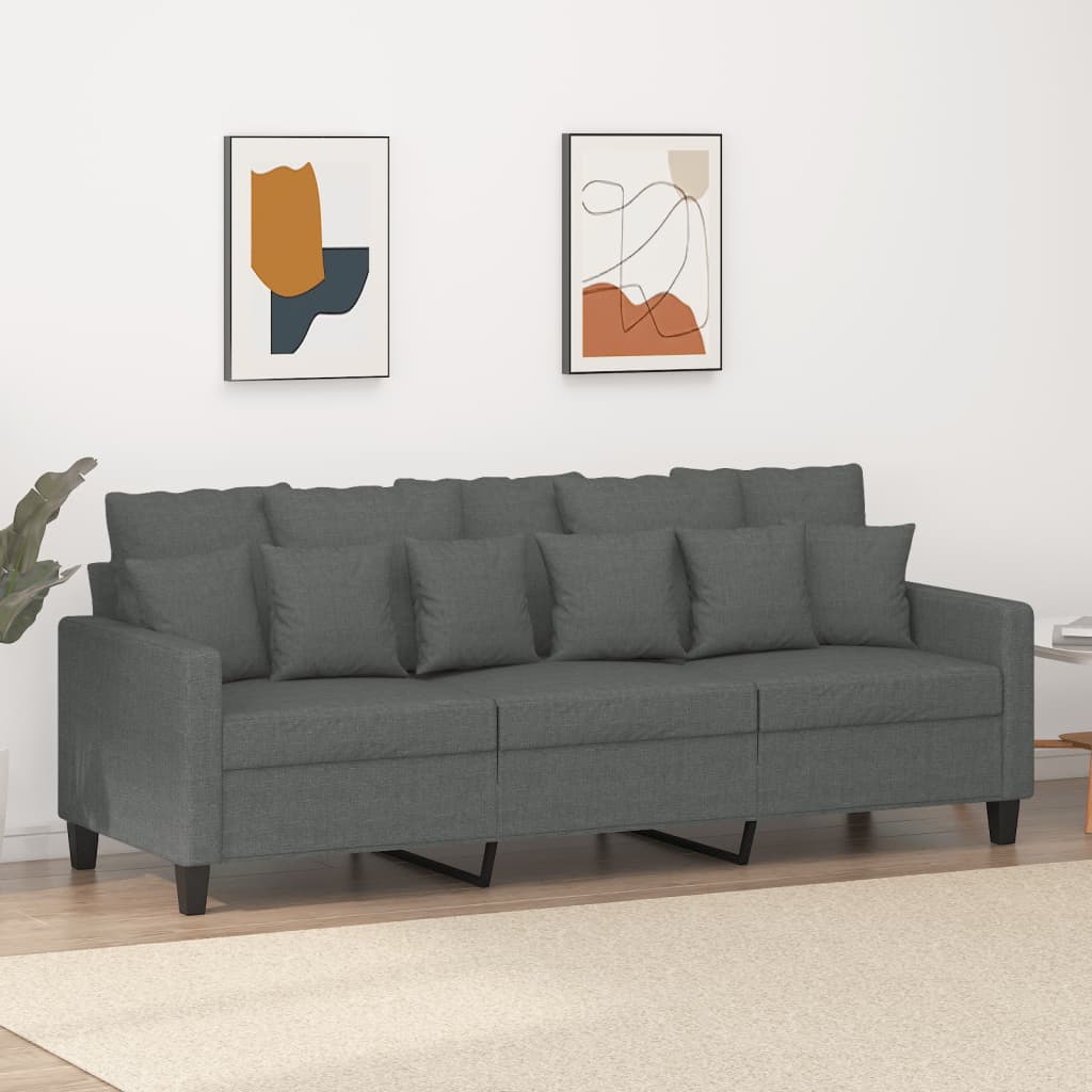 vidaXL 3-Seater Sofa Dark Grey 180 cm Fabric