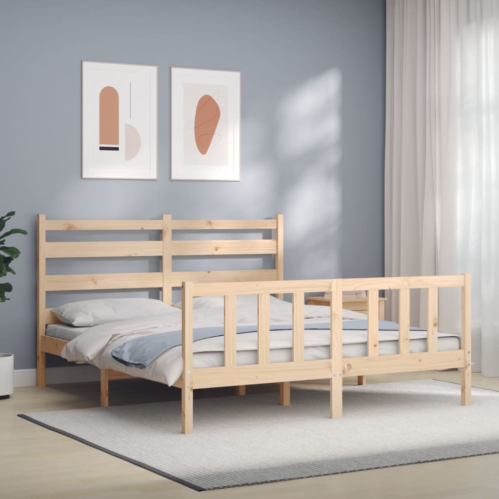 vidaXL Bed Frame without Mattress King Size Solid Wood Pine