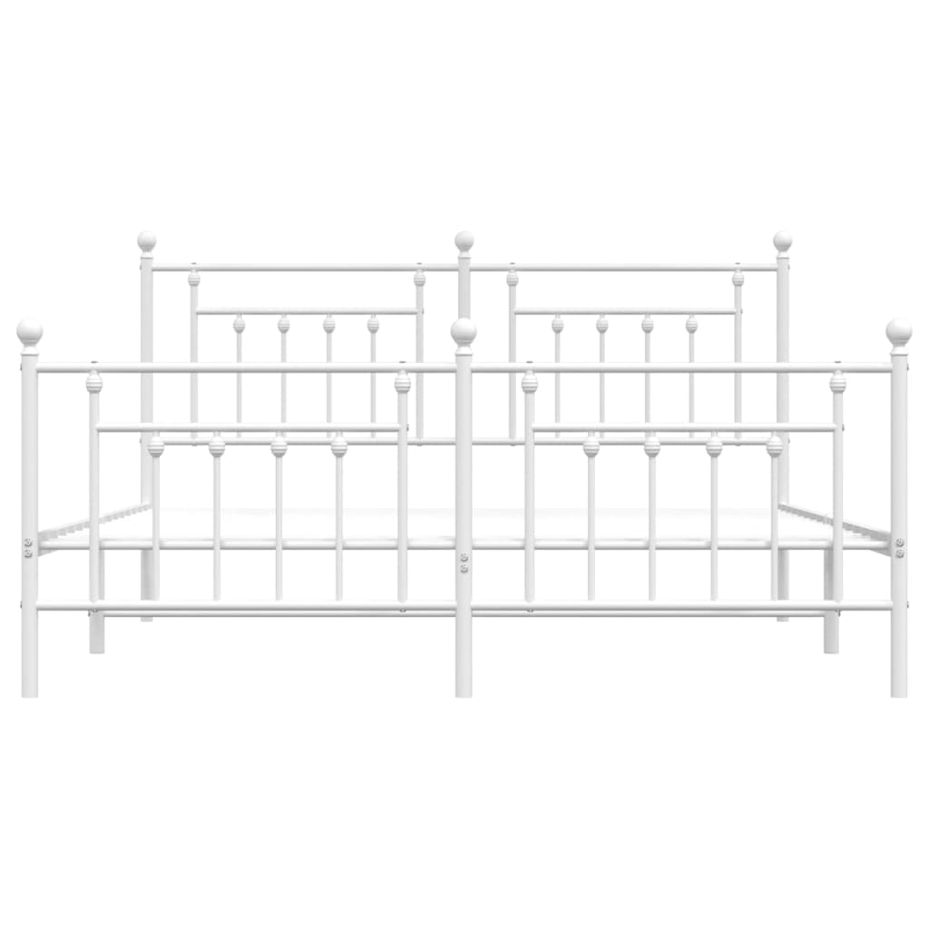 vidaXL Metal Bed Frame without Mattress with Footboard White 180x200 cm Super King