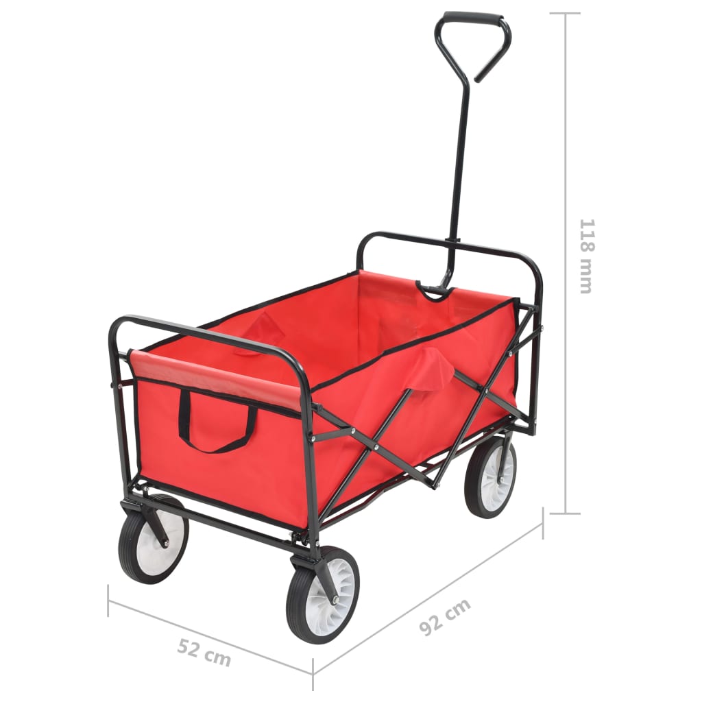 vidaXL Folding Hand Trolley Steel Red