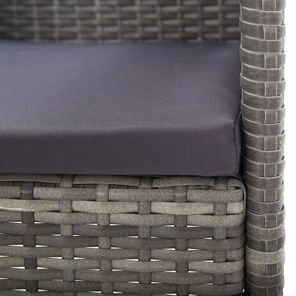 vidaXL Garden Chairs with Dark Grey Cushions 2 pcs Grey Poly Rattan