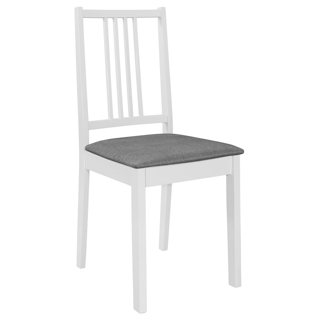 vidaXL Dining Chairs with Cushions 2 pcs White Solid Wood