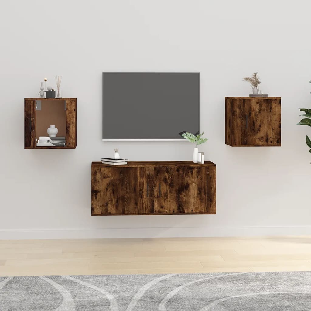 vidaXL Wall Mounted TV Cabinets 2 pcs Smoked Oak 40x34.5x40 cm