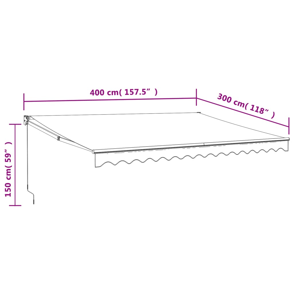 vidaXL Retractable Awning Cream 4x3 m Fabric and Aluminium