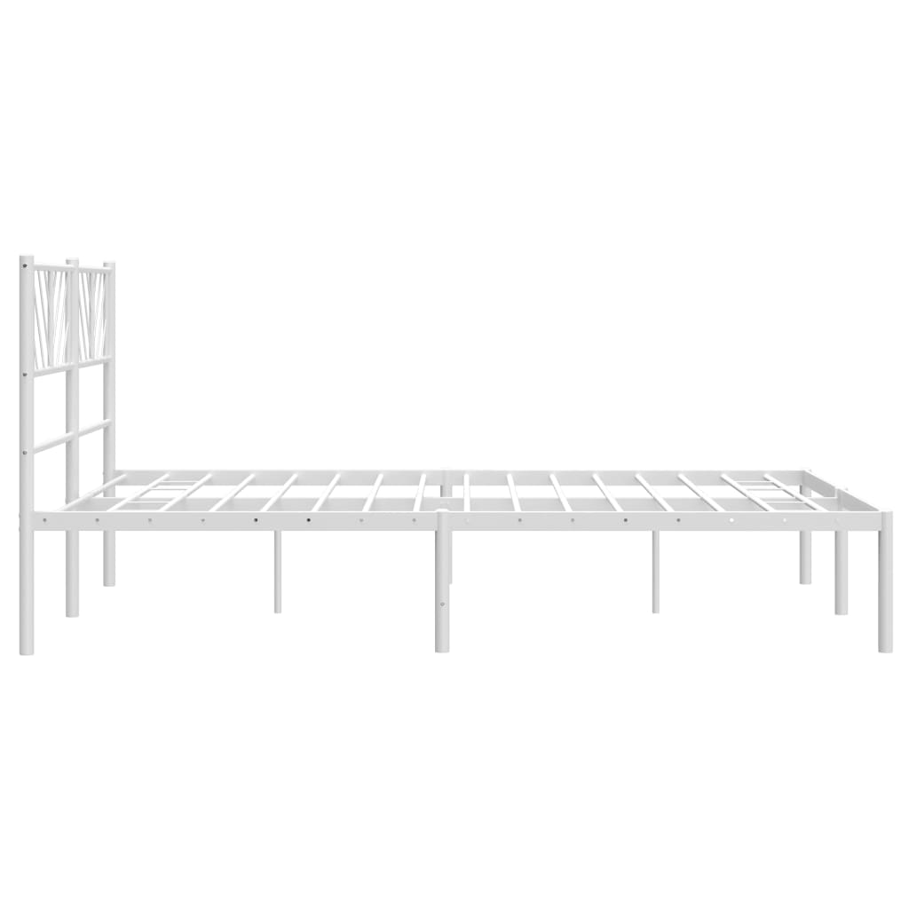 vidaXL Metal Bed Frame without Mattress with Headboard White 150x200 cm King Size