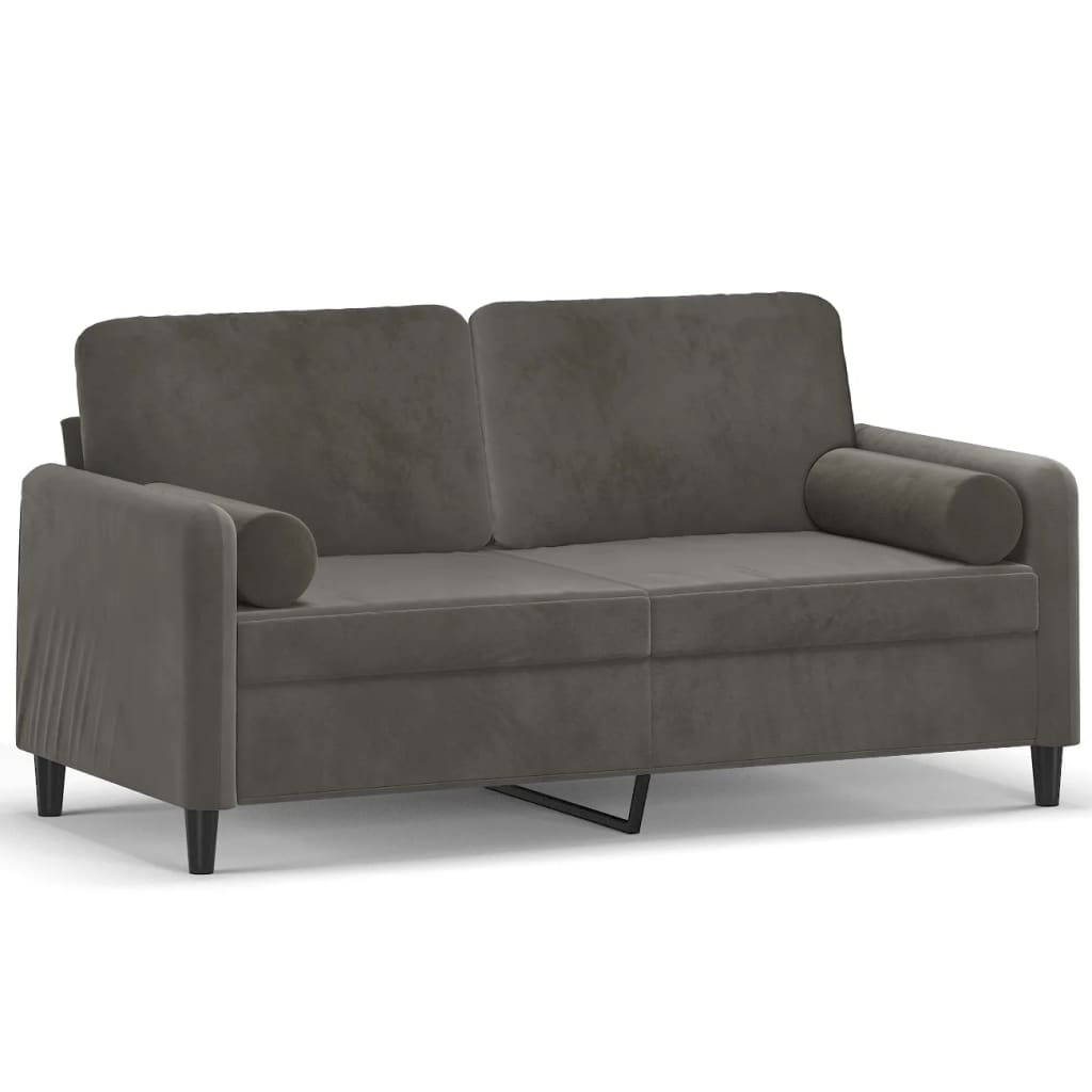 vidaXL 2-Seater Sofa with Pillows&Cushions Dark Grey 140 cm Velvet