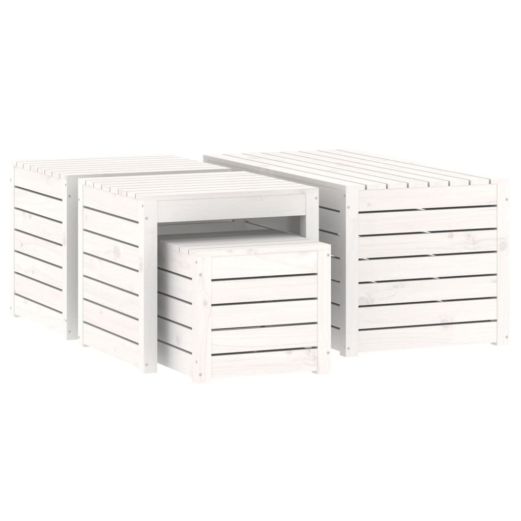 vidaXL 4 Piece Garden Box Set White Solid Wood Pine