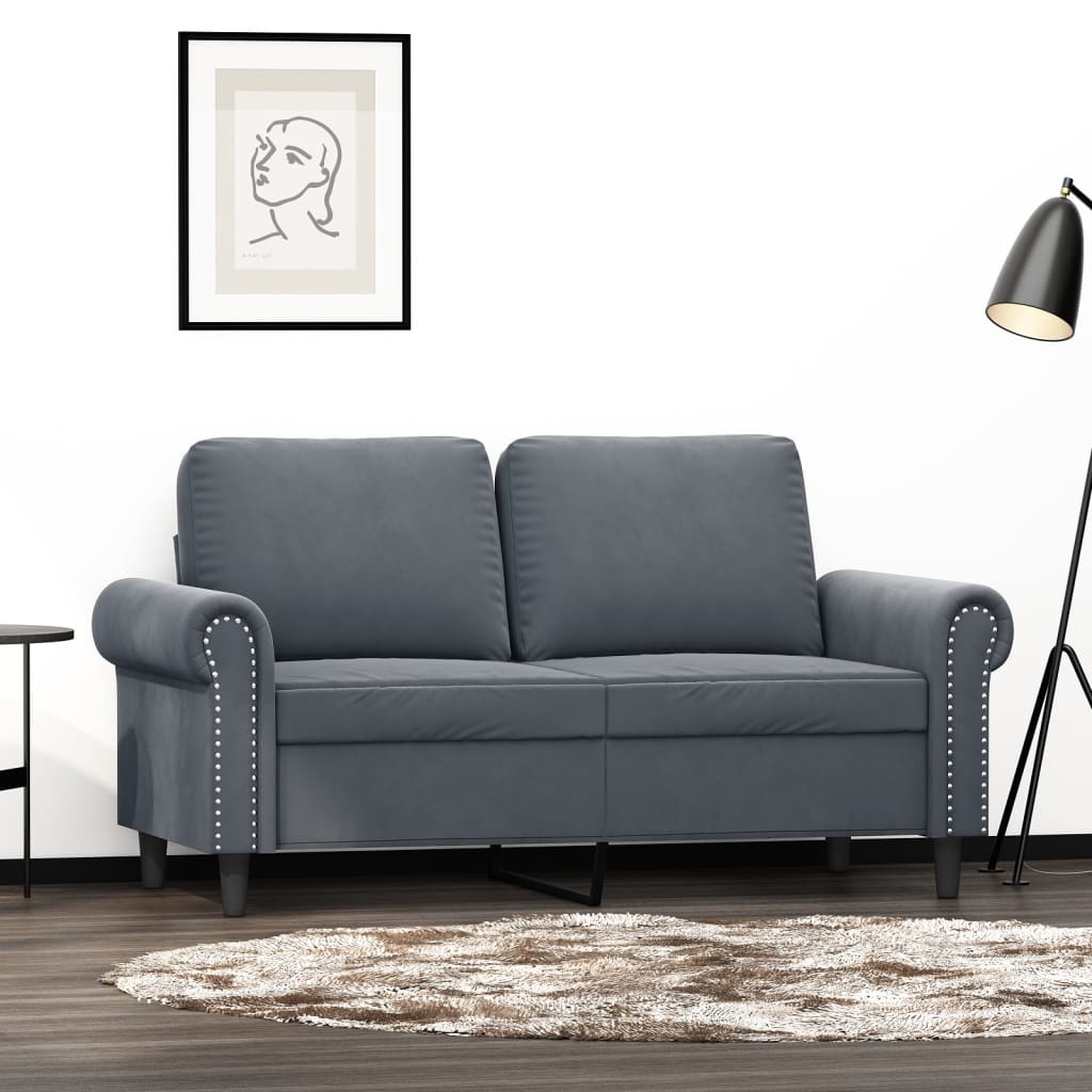 vidaXL 2-Seater Sofa Dark Grey 120 cm Velvet