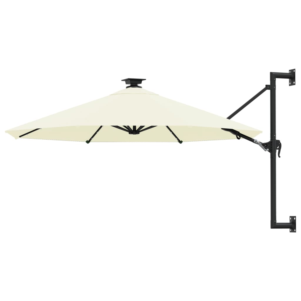 vidaXL Wall-mounted Garden Parasol with LEDs 300 cm Sand