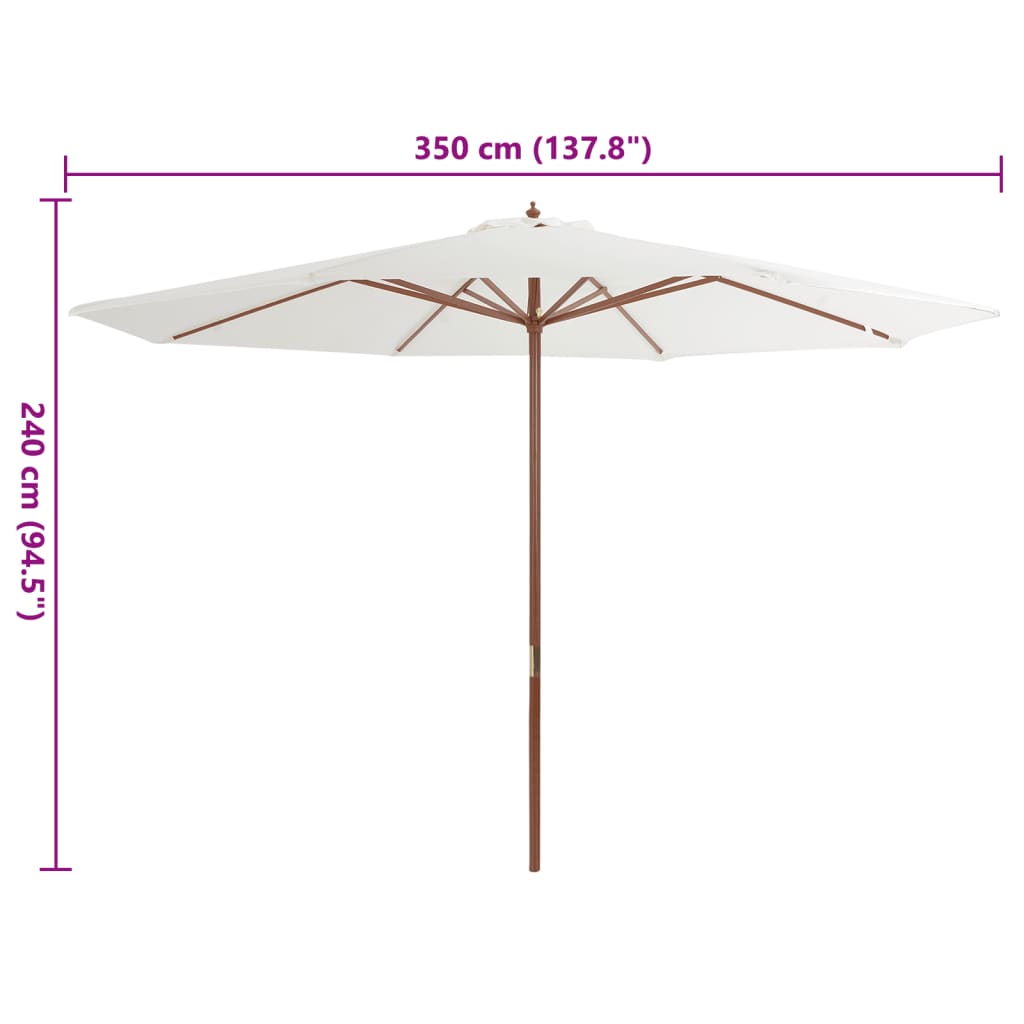 vidaXL Garden Parasol with Wooden Pole 350 cm Sand White