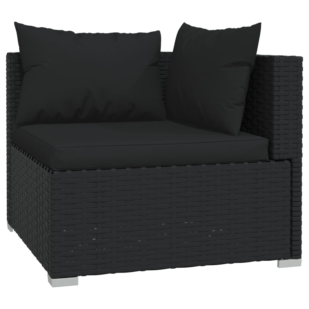 vidaXL 12 Piece Garden Lounge Set with Cushions Poly Rattan Black