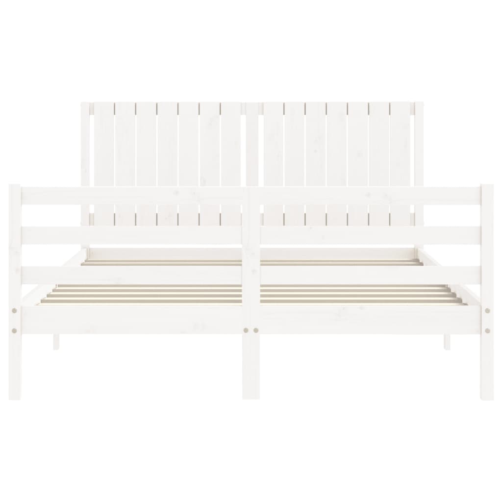 vidaXL Bed Frame without Mattress White King Size Solid Wood