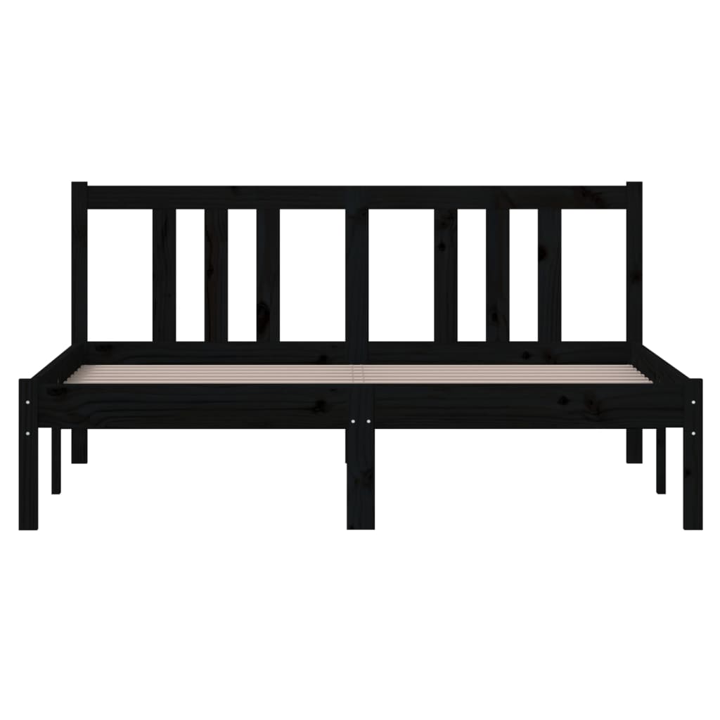 vidaXL Bed Frame without Mattress Black Solid Wood 135x190 cm Double