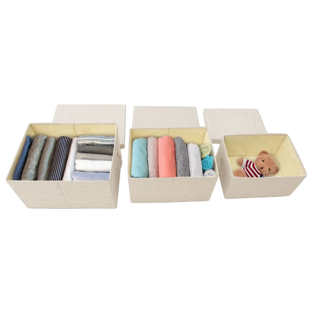 vidaXL Stackable Storage Box Set of 3 Piece Fabric Cream