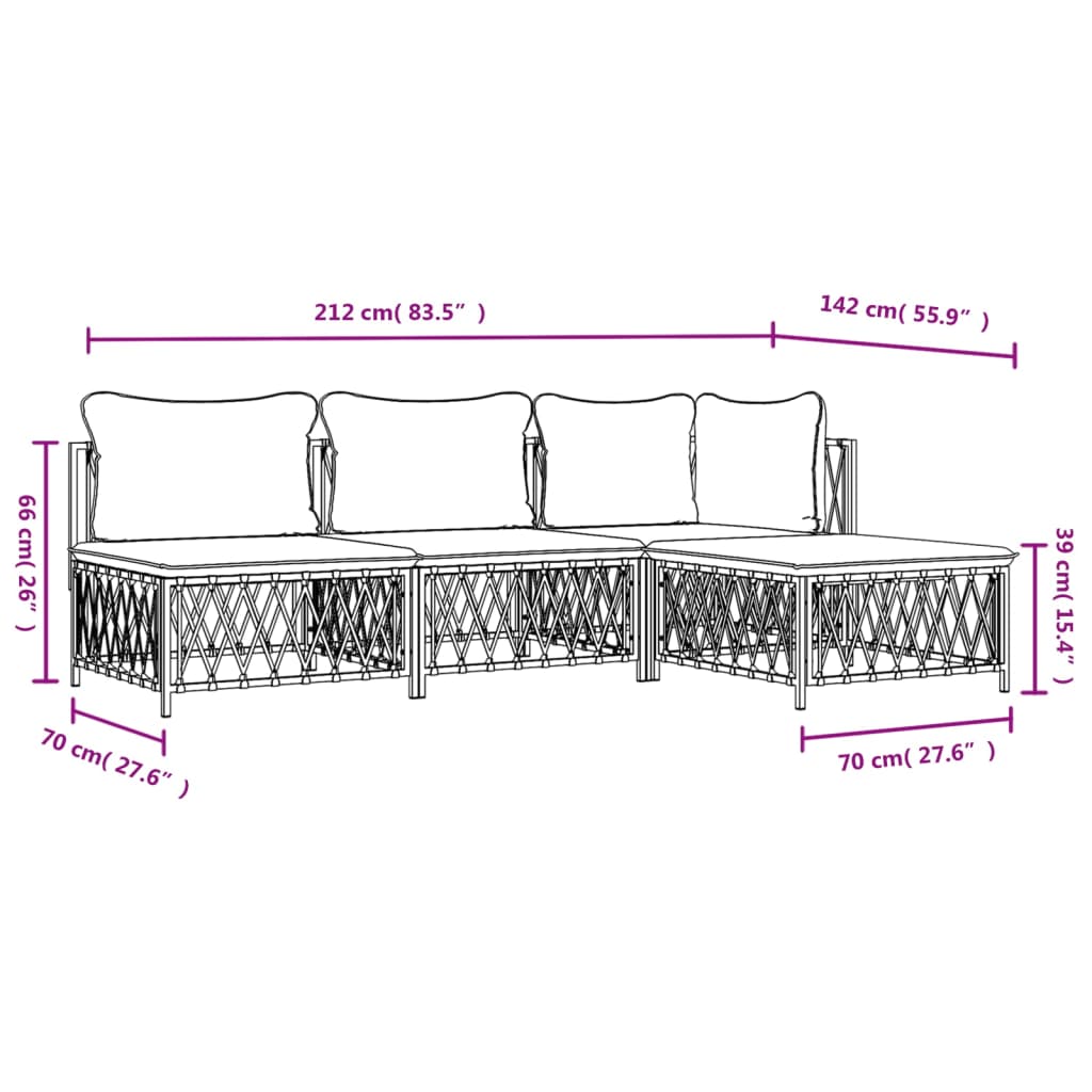 vidaXL 4 Piece Garden Lounge Set with Cushions Anthracite Steel