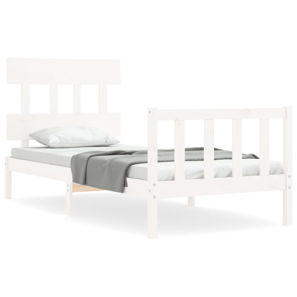 vidaXL Bed Frame without Mattress White Single Solid Wood Pine